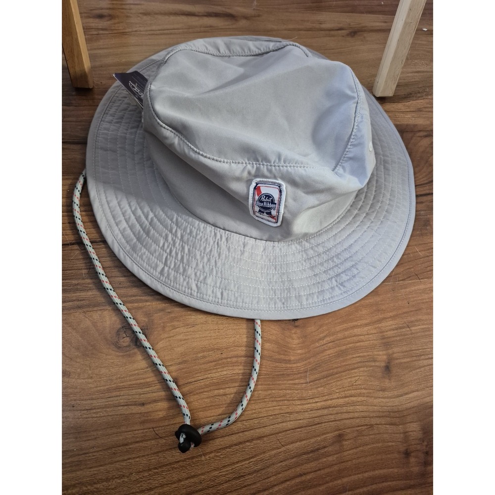 Pabst Blue Ribbon Beer Grey Bucket Safari Hat Adjustable Drawstring PABR06GMHEP